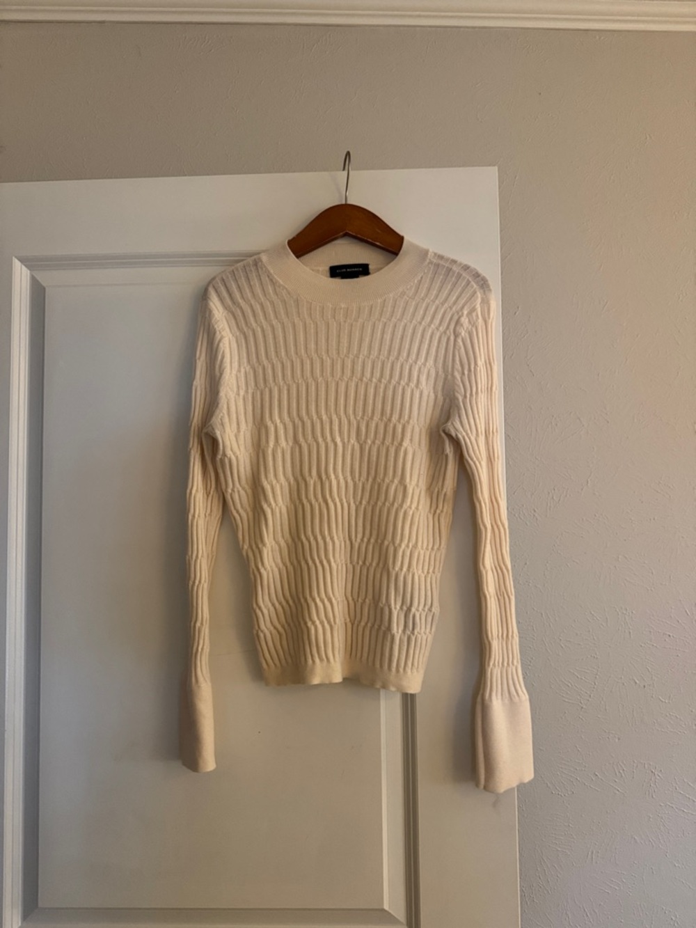 Club Monaco Cream Ribbed Crewneck Women's Sweater